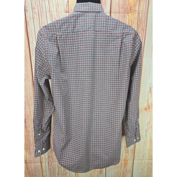 L.L. Bean Mens Slightly Fitted Shirt Small Red & Blue Plaid Button-Down - Picture 2 of 6
